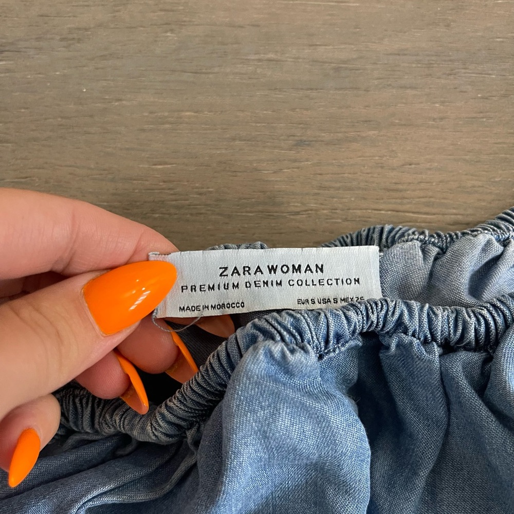 Zara Women’s Off-Shoulder Ruffle Top - Blue - Picture 5 of 5